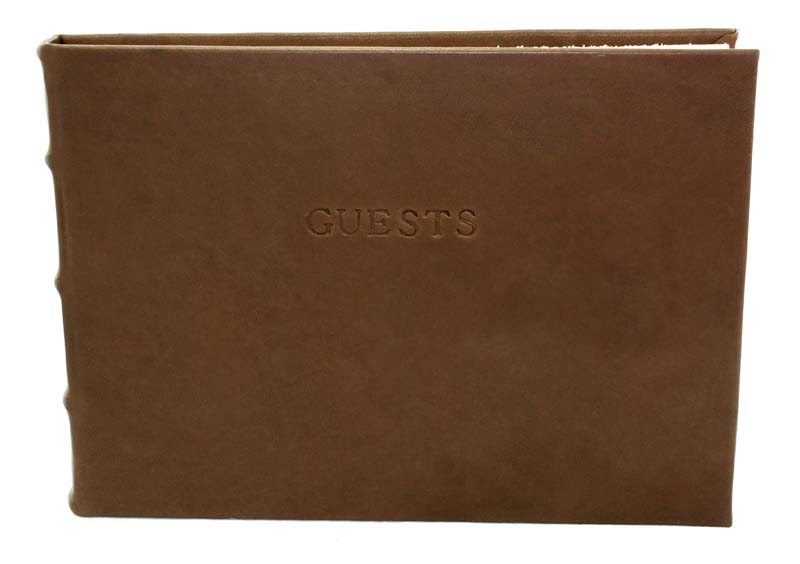 Alba Leren Gastenboek Chocoladebruin